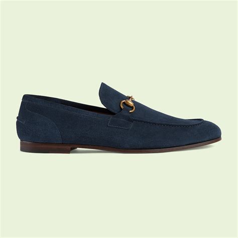 Mocassino Gucci Jordaan uomo in pelle scamosciata blu